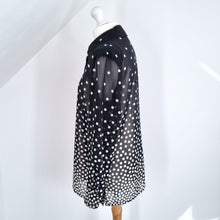 Load image into Gallery viewer, Vintage Jaeger Blouse Polka Dot Black White Shirt 80s Faux Silk Top Print 12
