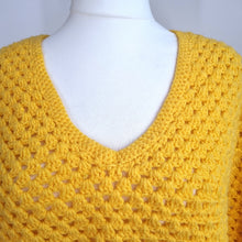 Load image into Gallery viewer, Handmade Crochet Jumper Yellow Oversized Chunky Knit Granny Long Sleeve L to XXL
