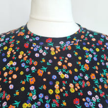 Load image into Gallery viewer, Marks &amp; Spencer Dress Jersey UK 24 Black Ditsy Floral Print Smock Tunic Casual

