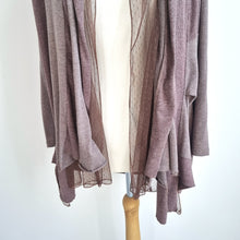 Load image into Gallery viewer, Lily J Waterfall Cardigan Brown Tulle Detail Jersey Cotton Blend Casual S M
