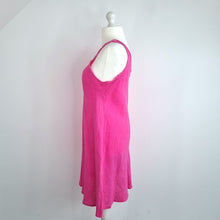 Load image into Gallery viewer, 100% Linen Dress Hot Pink Made in Italy Slip Skater Sleeveless Casual One Size
