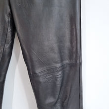 Load image into Gallery viewer, Vintage Lambskin Leather Trousers Black Genuine Heitorn Straight High Rise UK 8
