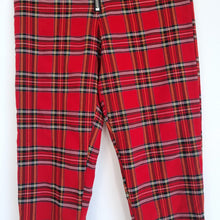 Load image into Gallery viewer, ZARA Red Tartan Skinny Trousers Small High Waisted Plaid Punk Leggings Check
