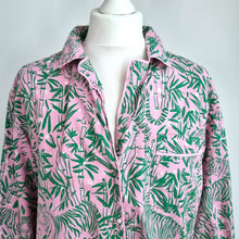 Load image into Gallery viewer, Hush Pyjama Top Shirt Medium Tiger Jungle Print Pink Green 100% Cotton Buttons
