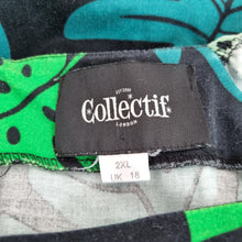 Load image into Gallery viewer, Collectif Dress A Line Monstera Leaf Dolores Stretch Retro Cotton Midi 50s 18
