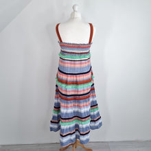 Load image into Gallery viewer, Only Midi Sun Dress Tiered Shirred Embroidered Multicoloured A Line Holiday 10
