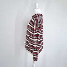 Load image into Gallery viewer, Hobbs Jumper 100% Cotton Striped Red Santana Fair Isle  Sweater Knit Small
