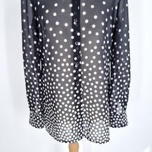 Load image into Gallery viewer, Vintage Jaeger Blouse Polka Dot Black White Shirt 80s Faux Silk Top Print 12
