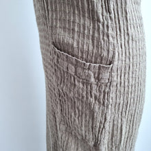 Load image into Gallery viewer, Sahara Midi Dress Beige Small Linen Bamboo Sheath Pockets Casual Slit Artisan
