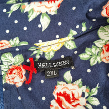 Load image into Gallery viewer, Hell Bunny Dress Floral Print 2XL Navy Blue Sailor Retro 50s Revival Stretch

