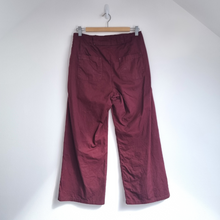 Load image into Gallery viewer, Toast Trousers Burgundy Wide Leg 10 Crop High Rise Cotton Marked Side Buttons
