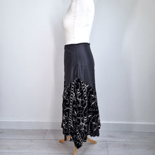 Load image into Gallery viewer, James Lakeland Midi Skirt UK 12 Black Velvet Embroidered Handkerchief Hem Party

