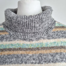 Load image into Gallery viewer, JD Williams Jumper Roll Neck Striped UK 8 10 Grey Soft Knit Winter Cosy Pastel
