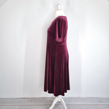 Load image into Gallery viewer, White Stuff Velvet Dress Midi Plum Burgundy Occasion Stretch Christmas Party 16
