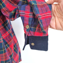 Load image into Gallery viewer, Vintage Jaeger Shirt Checked Plaid Red Cotton Wool Corduroy Collar Small 10 12
