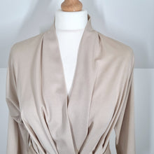 Load image into Gallery viewer, Vintage Berkertex Midi Wrap Dress Belted Nude Beige 70s Pleated Occasion 8 10
