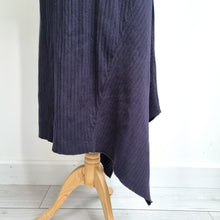 Load image into Gallery viewer, Zara Midi Jumper Dress Medium Ribbed Knit Turtleneck Navy Asymmetric Stretch Max
