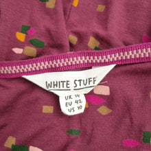 Load image into Gallery viewer, White Stuff Dress Pockets UK 14 Purple Burgundy Jersey Casual Print Long Sleeves
