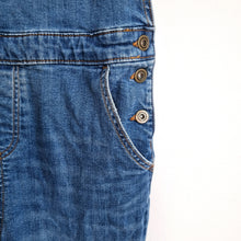 Load image into Gallery viewer, TU Denim Dungarees Cropped UK 14 Blue Casual Wide Leg Raw Hem Overalls Jeans
