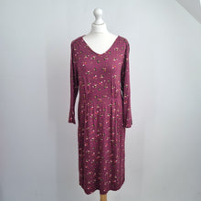 Load image into Gallery viewer, White Stuff Dress Pockets UK 14 Purple Burgundy Jersey Casual Print Long Sleeves
