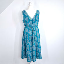 Load image into Gallery viewer, Anokhi for East Dress Midi Blue A Line 100% Cotton Block Print Sleeveless 18
