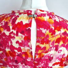 Load image into Gallery viewer, Whistles Blouse 100% Silk Pink Yellow Abstract Print Short Sleeves Top Bright 10
