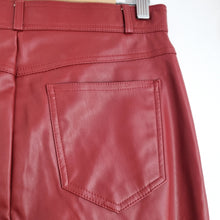 Load image into Gallery viewer, Zara Faux Leather Trousers Large Dark Red Skinny Ankle Zip High Rise Pockets
