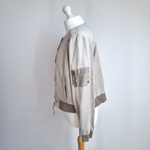 Load image into Gallery viewer, Anthropologie Marrakech Jacket Bomber Cream Beige Soft Moto Zip Buttons Large
