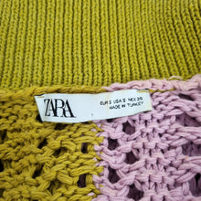 Load image into Gallery viewer, Zara Crochet Tunic Jumper Oversized Polo Shirt Small Granny Square  Boho Knit
