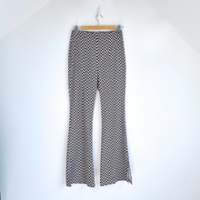Load image into Gallery viewer, Topshop Trousers Flared Bellbottoms Check Pattern Brown Psychedelic Stretch 10
