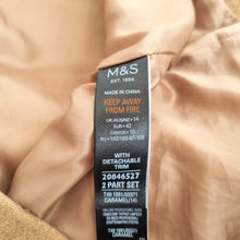 Load image into Gallery viewer, M&amp;S Duffle Coat Camel UK 14 Faux Fur Hooded Toggle Winter Coat Caramel Lined

