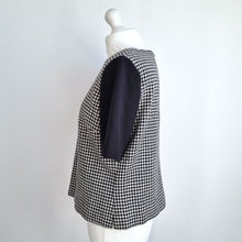 Load image into Gallery viewer, Hobbs Top Houndstooth Check Wool Blend Black White Blouse Work Chic Lined 14
