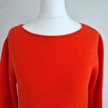 Load image into Gallery viewer, Jumper Dress Orange Tunic Knitted Mini Pockets Bright Shift Sweater Small Medium
