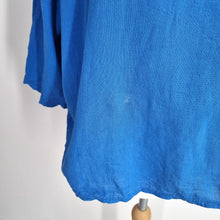 Load image into Gallery viewer, Made in Italy Linen Blend Top Blue Oversized Boxy Blouse One Size Cotton Colette
