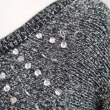 Load image into Gallery viewer, Vintage Richards Jumper Metallic Sparkle Embellished UK 14/16 Silver Grey Knit
