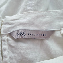 Load image into Gallery viewer, M&amp;S 100&amp; Linen Blouse UK 24 White Short Sleeves Top Casual Plus Size Work Tee
