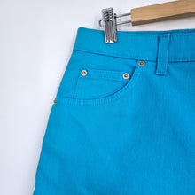 Load image into Gallery viewer, Vintage St Michael Denim Shorts UK 18 Fits 14 Turquoise Blue Stretch M&amp; Mom 90s
