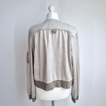 Load image into Gallery viewer, Anthropologie Marrakech Jacket Bomber Cream Beige Soft Moto Zip Buttons Large
