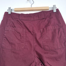 Load image into Gallery viewer, Toast Trousers Burgundy Wide Leg 10 Crop High Rise Cotton Marked Side Buttons
