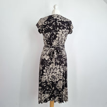 Load image into Gallery viewer, Lucky Brand Wrap Dress Jersey Large Floral Print Black Cotton Modal Casual Day
