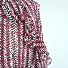 Load image into Gallery viewer, Reiss Ruffle Top Blouse Adelaide NEW Red Black Print Chiffon Long Sleeves 12
