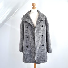 Load image into Gallery viewer, Kenzo Paris Coat Wool Mohair Grey Textured Peacoat Oversized Lined 8 10 12
