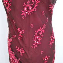 Load image into Gallery viewer, Monsoon Dress Velvet Devore Silk Y2K Slip Occasion Wedding Guest Burgundy 14
