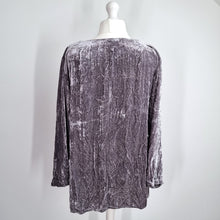 Load image into Gallery viewer, Bella Donna Crushed Velvet Top Blouse Lilac Long Sleeves Boho Tunic 12 14 16
