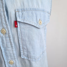 Load image into Gallery viewer, Levi&#39;s Denim Dress Sleeveless Shirt Light Blue Wash Mini Button Down Size XS
