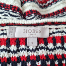 Load image into Gallery viewer, Hobbs Jumper 100% Cotton Striped Red Santana Fair Isle  Sweater Knit Small
