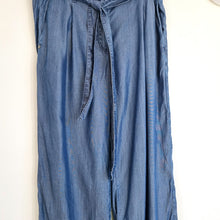 Load image into Gallery viewer, Sandwich Paper Bag Jeans Chambray Denim Blue Belted High Rise Wide Leg UK 8 EU36
