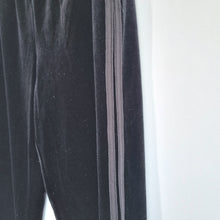 Load image into Gallery viewer, Hush Velvet Joggers Trousers Black 10 Side Stripes Cuffed Velour Casual Pockets
