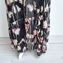 Load image into Gallery viewer, Religion Maxi Skirt Black Dark Floral Studded Floaty Tiered Grunge 10 Small

