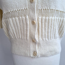 Load image into Gallery viewer, COS Cream Cardigan Short Sleeves 100% Cotton Blouse Summer Knit Buttons Large
